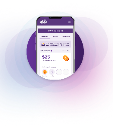 Phone with Refer a Friend dashboard