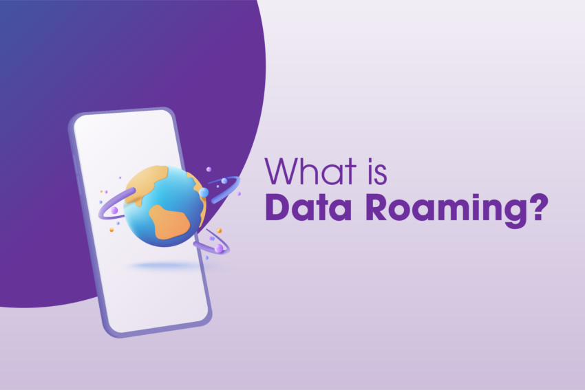 a phone with a 3D earth visual and title What is Data Roaming?