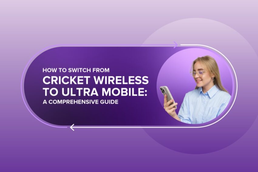 how to switch from Cricket Wireless to ultra mobile with a male that has a purple shirt looking down at his phone