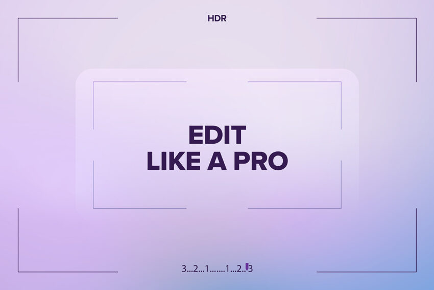 edit like a pro with a purple background that looks like a camera lense