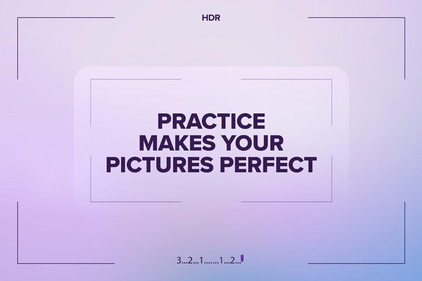 practice makes your pictures perfect with a purple background that looks like a camera lense