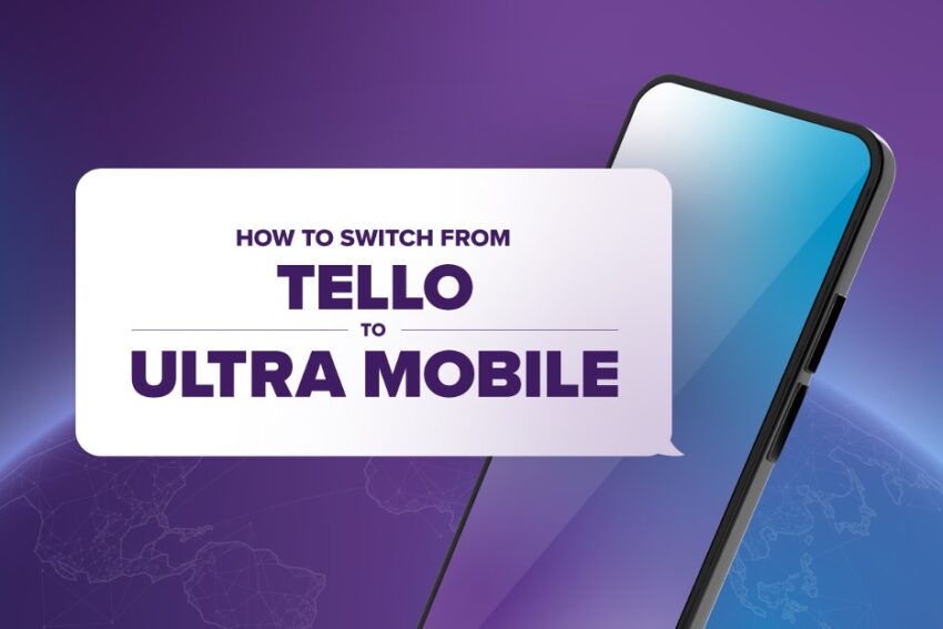 how to switch from tello to ultra mobile with a phone icon and purple background
