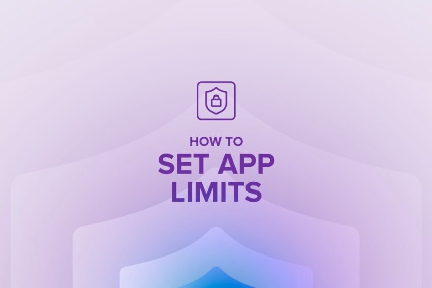 how to set app limits with a lock on a purple background
