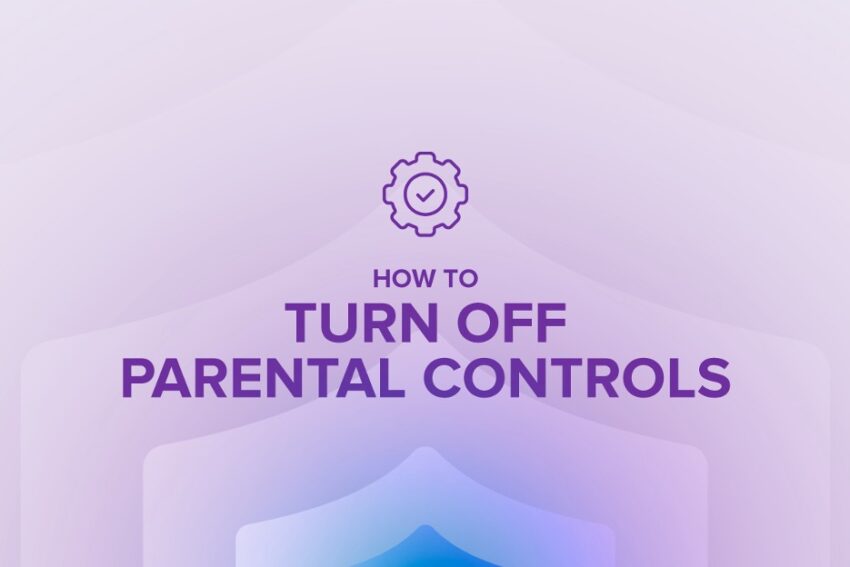 how to turn off parental controls with a gear icon and a checkmark in the middle with a purple background