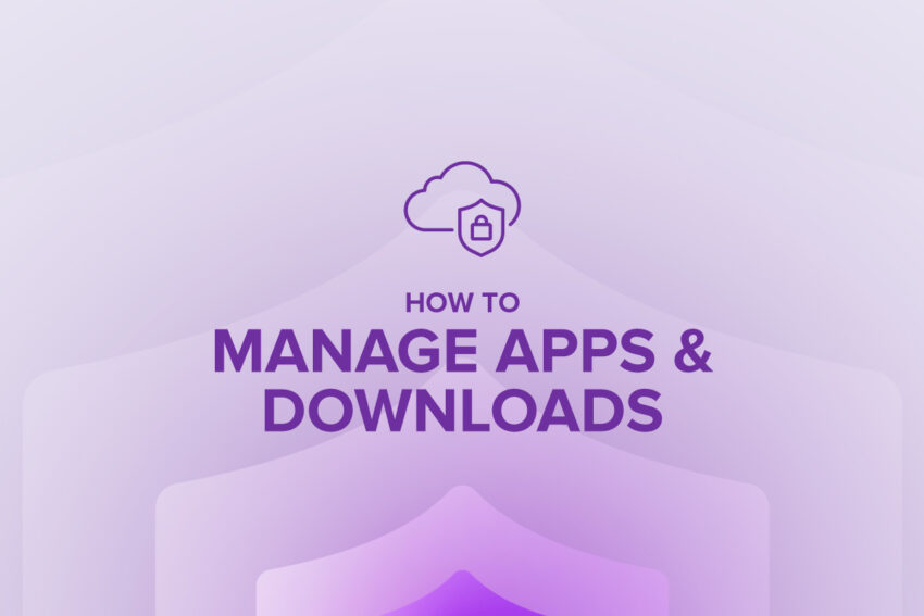 how to manage apps and downloads with a purple background