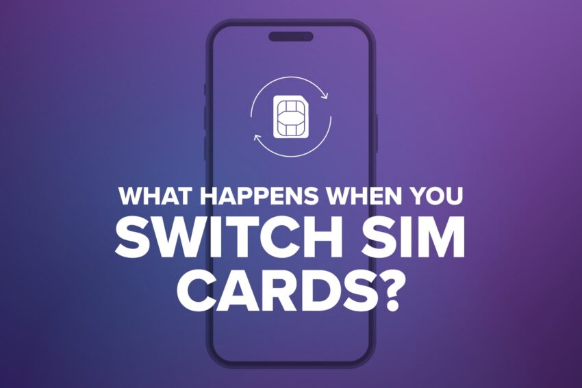 what happens when you switch sim cards with an iphone icon and a purple background