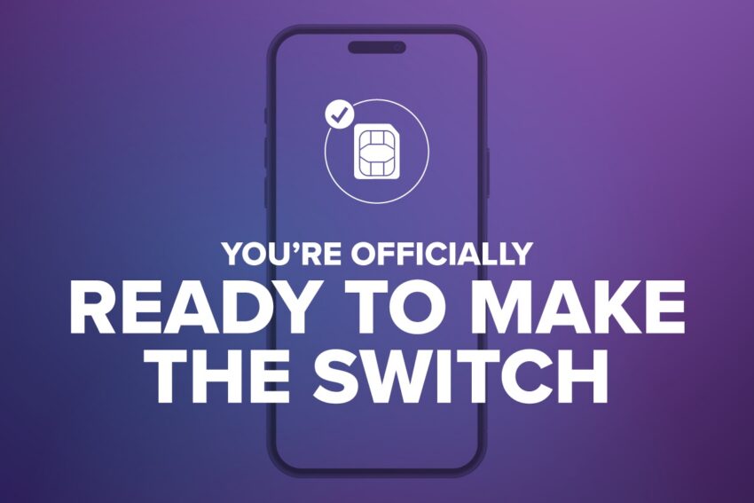 You're officially ready to make the switch with an iphone icon on a purple background