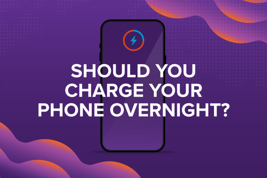should you charge your phone overnight with a phone icon on a purple background