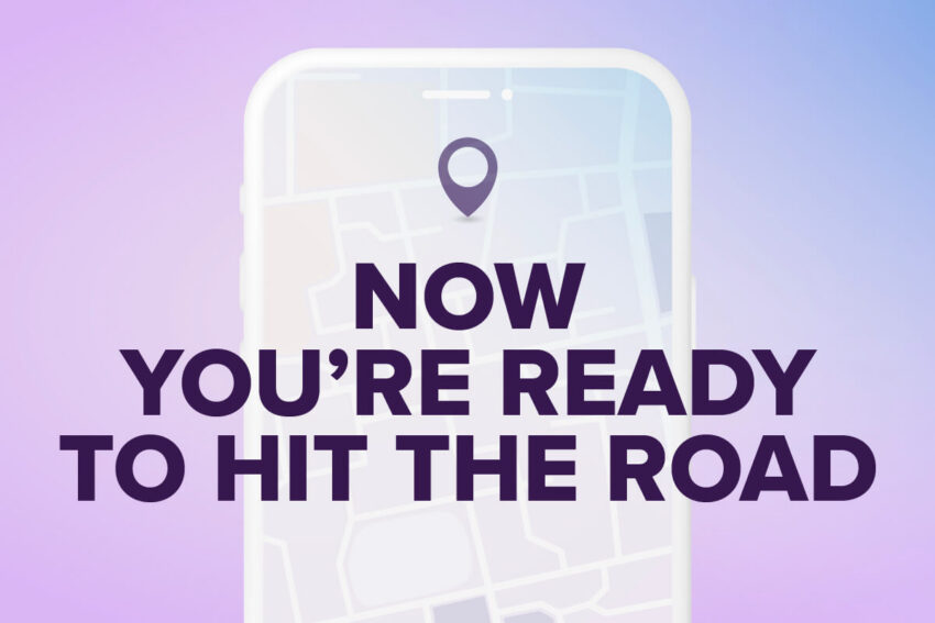 now you're ready to hit the road with an iphone icon and a purple background