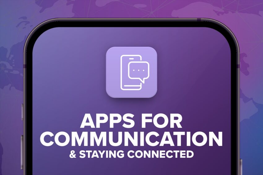 Apps for communication and staying connected with a purple background
