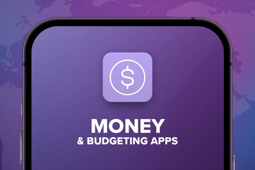 Money and budgeting apps with a purple background