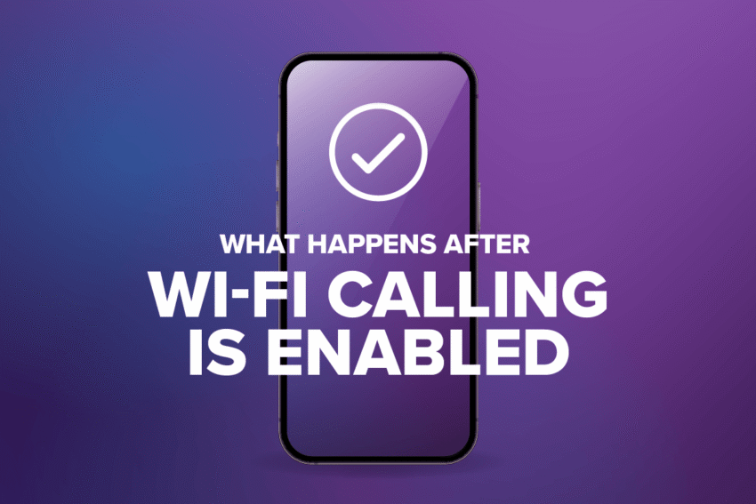 What happens after wifi calling is enabled with an iphone and a purple background