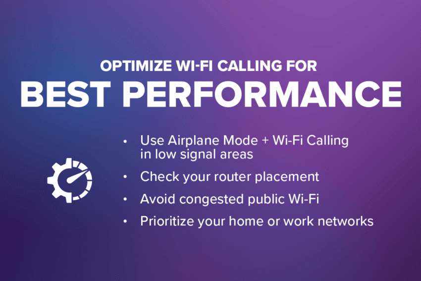 Optimize Wi-Fi Calling for Best Performance: Use airplane mode, check your router placement, avoid congested public wifi, prioritize your home or work networks